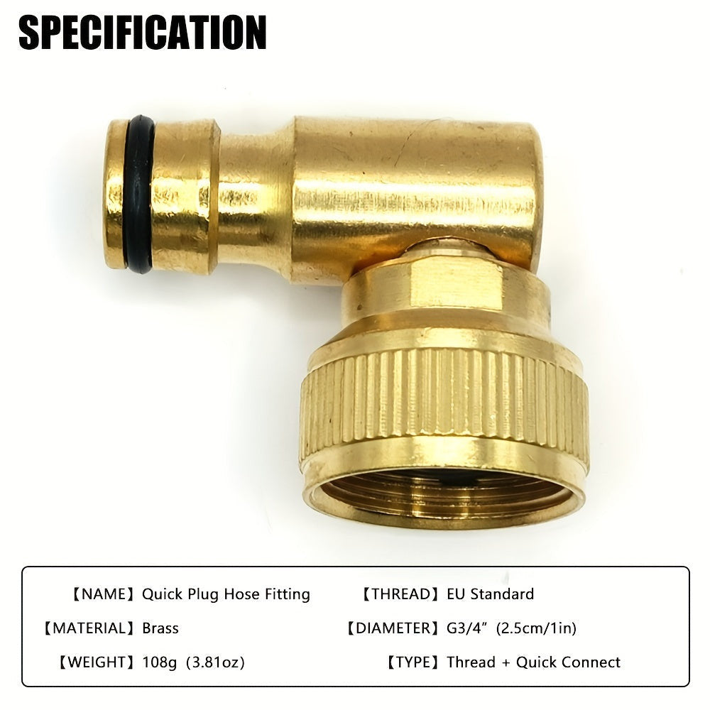 Réz 90°-os csatlakozó, 3/4" menetes, kerti öntöző csőadapter