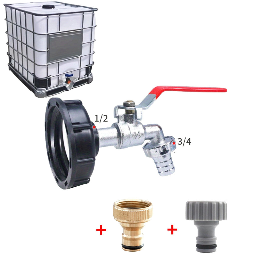 IBC víztartály adapter szórófejjel – 1/2” és 3/4” tömlőcsatlakozóval