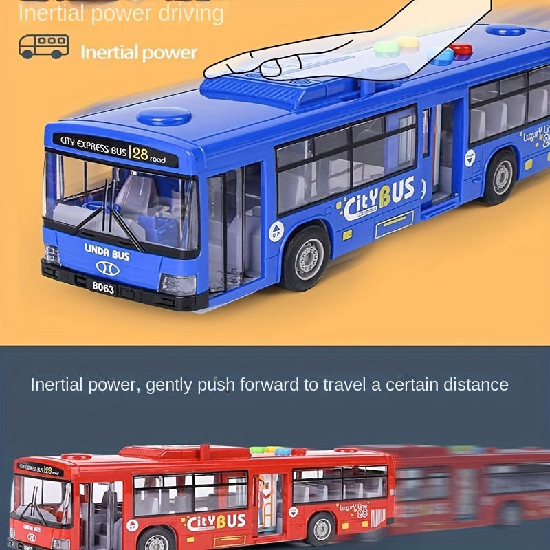 30 cm-es Dupla Ajtós Játékbusz Fénnyel és Hanggal