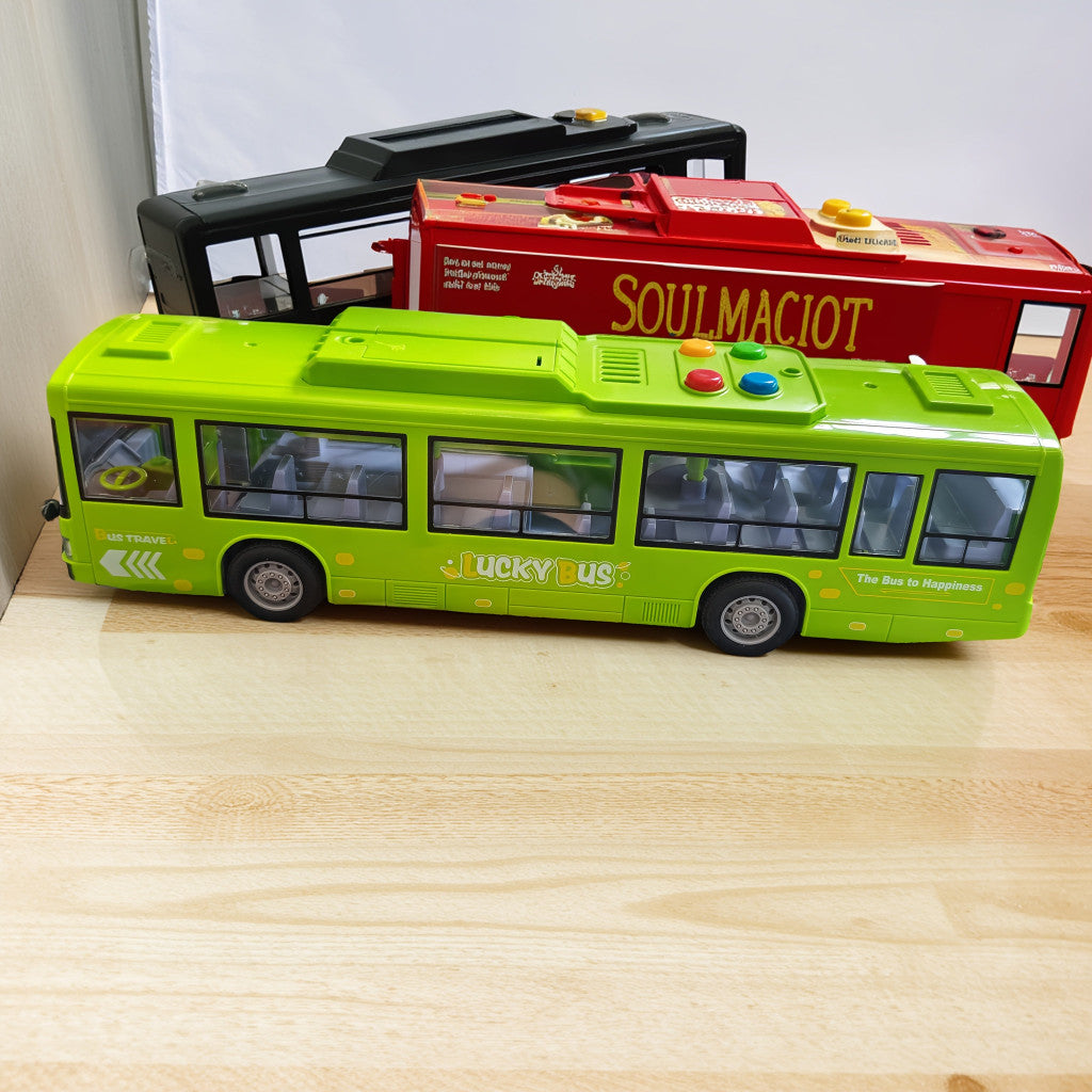 30 cm-es Dupla Ajtós Játékbusz Fénnyel és Hanggal