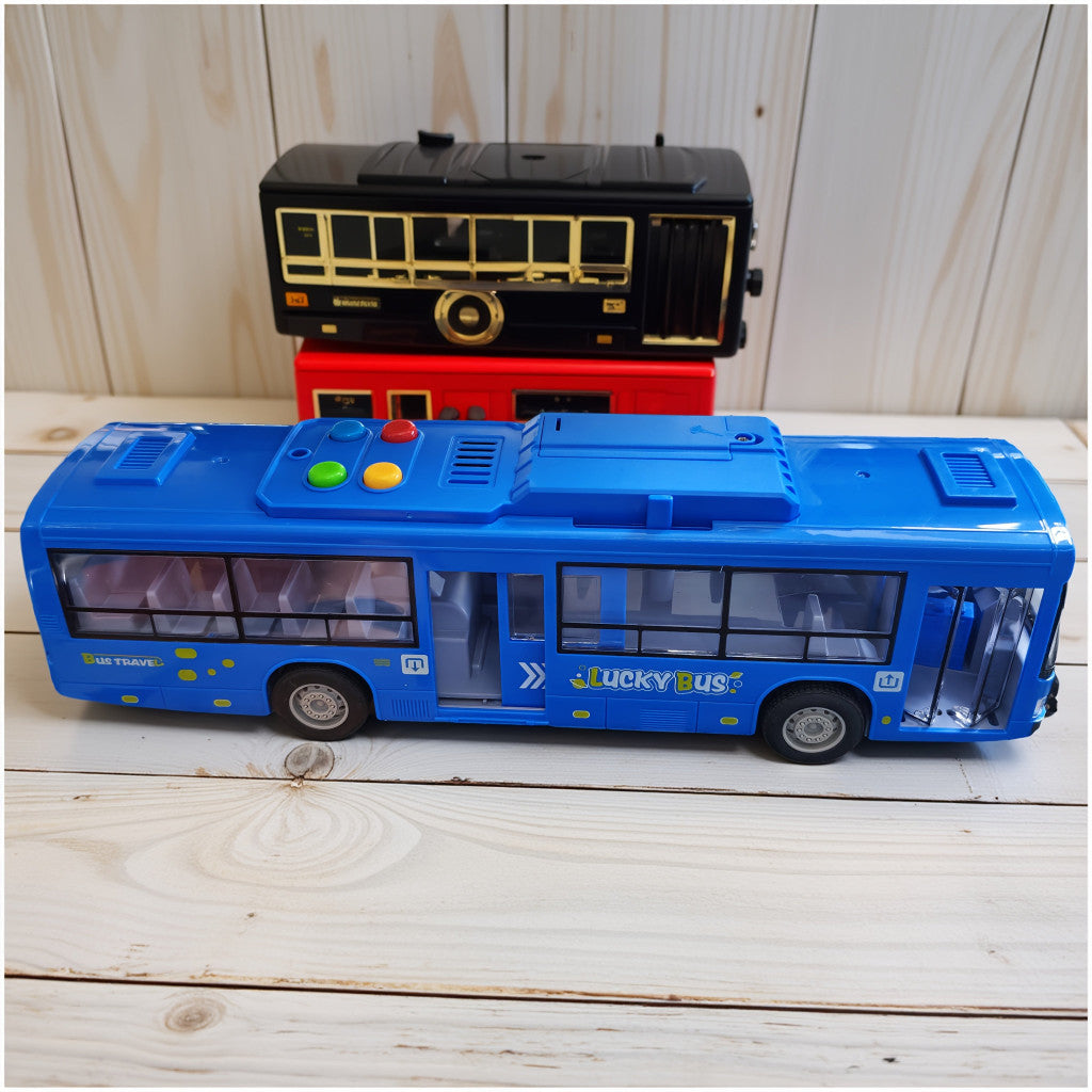 30 cm-es Dupla Ajtós Játékbusz Fénnyel és Hanggal