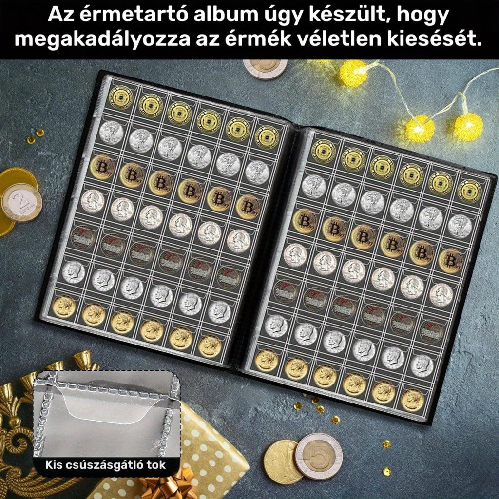 420 zsebes PVC érmetartó album erős oldalakkal, világérmék tároló rendszerező gyűjtőknek