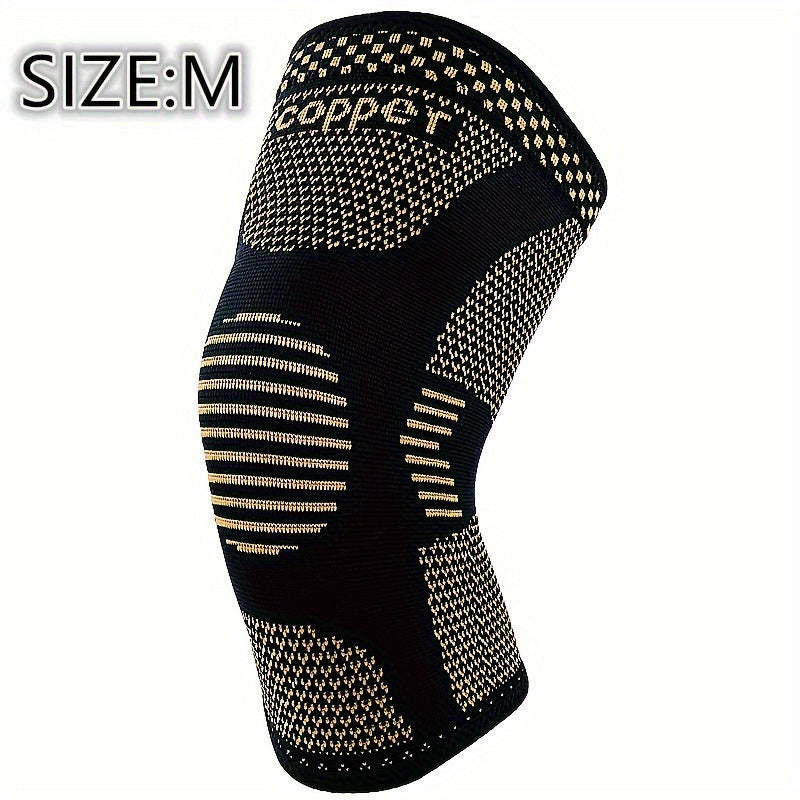 Rézbe átitatott kompressziós térdvédő, térdtámasz M méret (28 cm hosszú, felsőrész 16.5 cm, lábméret 36–42 cm)