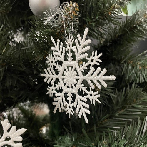 Karácsonyi gömbdíszek - hópelyhek, 12 darab, Ruhhy 22516