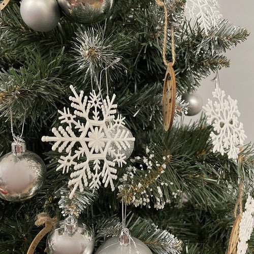 Karácsonyi gömbdíszek - hópelyhek, 12 darab, Ruhhy 22516