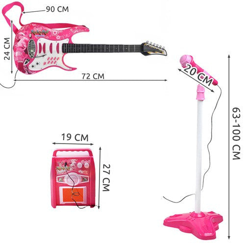 Gitár + mikrofon + erősítő rózsaszín 22407