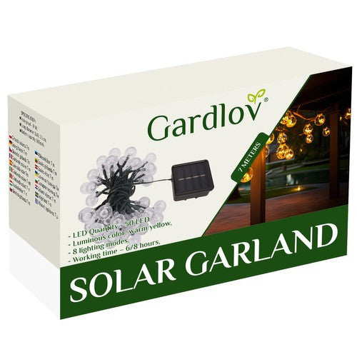 Napelemes fényfüzér 7m IP65 Gardlov 24008