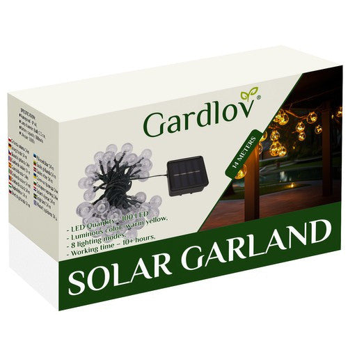 Napelemes fényfüzér 12m IP65 Gardlov 24010