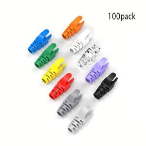 100 db RJ45 Ethernet kábel feszültségmentesítő csizma, PVC, színkódolt, vegyes szín 100 db, vegyes szín