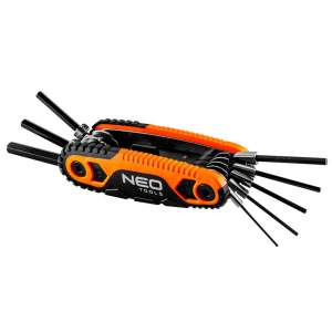 NEO TOOLS IMBUSZKULCS KÉSZLET, összecsukható 1.5, 2, 2.5, 3, 4, 5, 6, 8mm, 8 részes 25 év garanciával 09-571